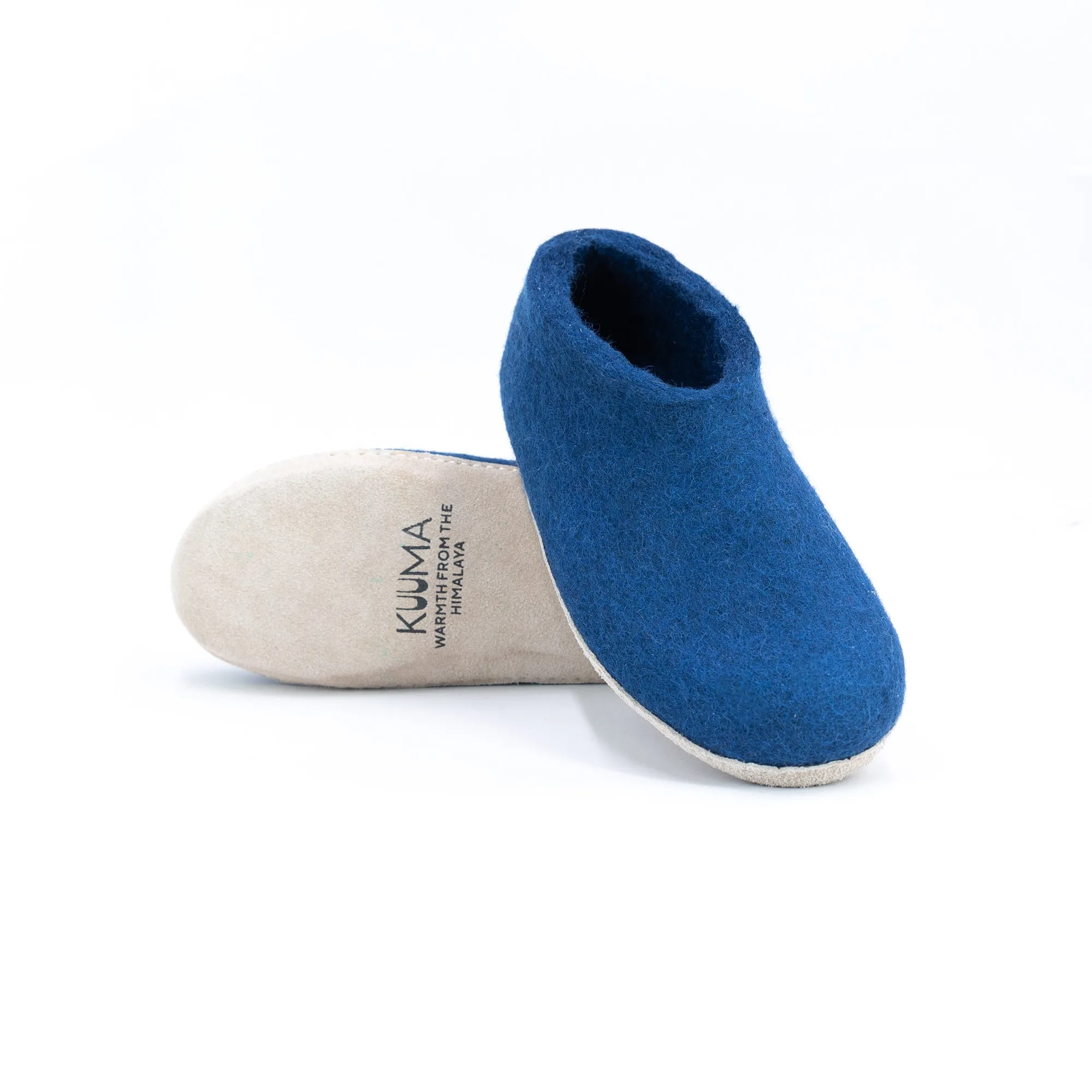 KUUMA – Rhino Blue Wool Felt Ankle Boots for Men Cozy, Non-Slip Indoor Comfort