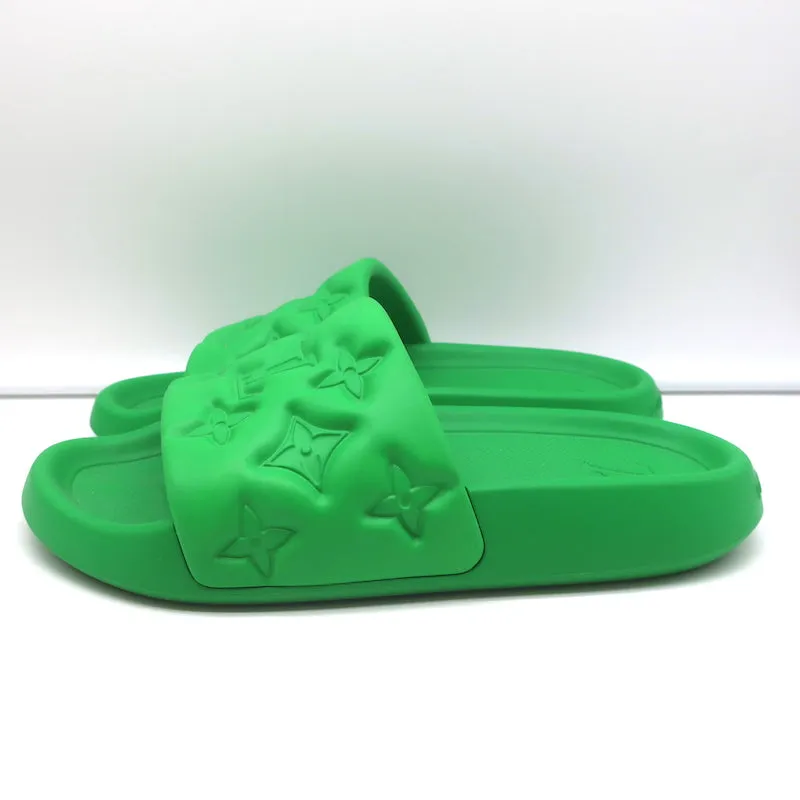 Louis Vuitton Waterfront Pool Slide Sandals Green Monogram Rubber Size 5.5