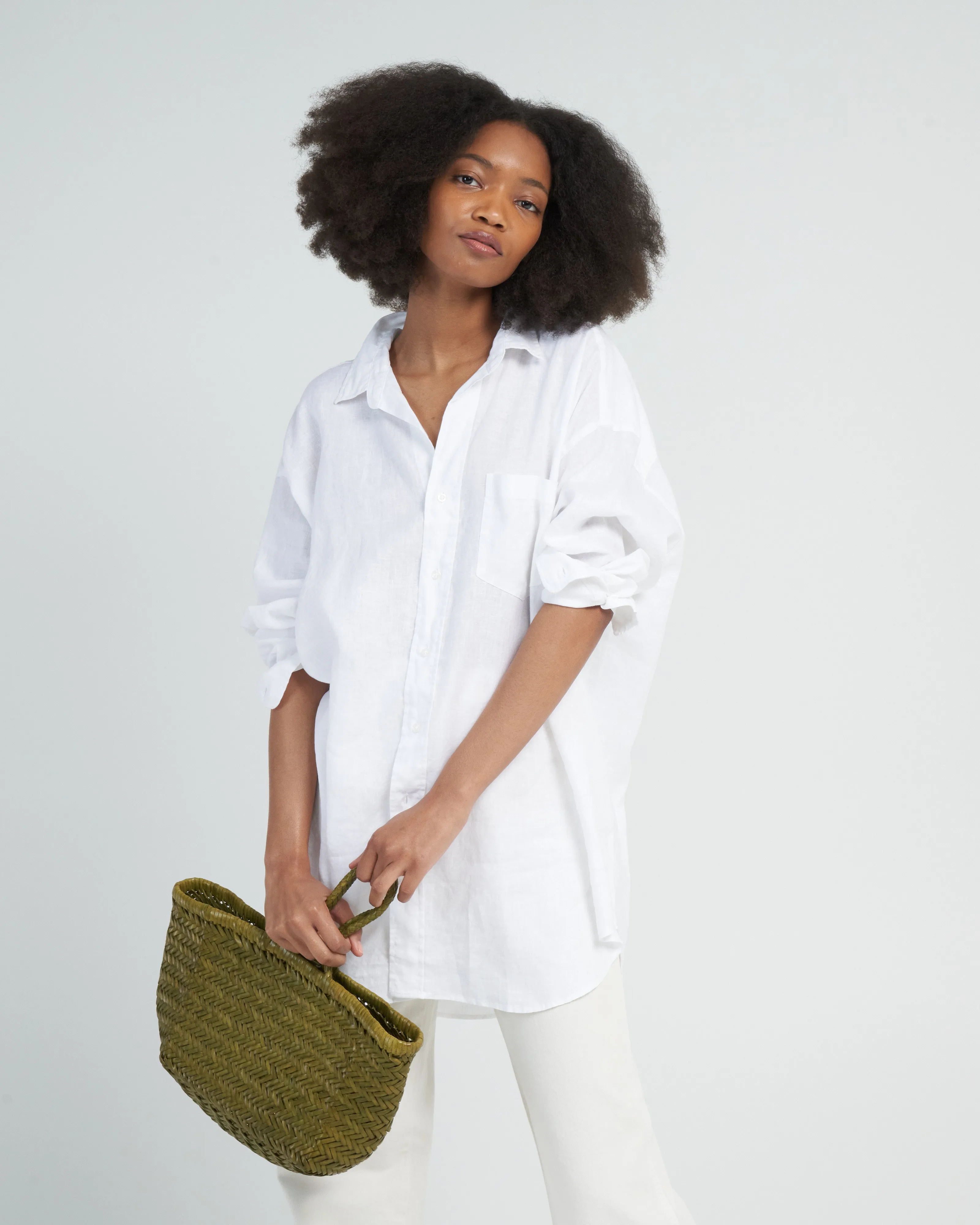 mackenzie woven button up - white