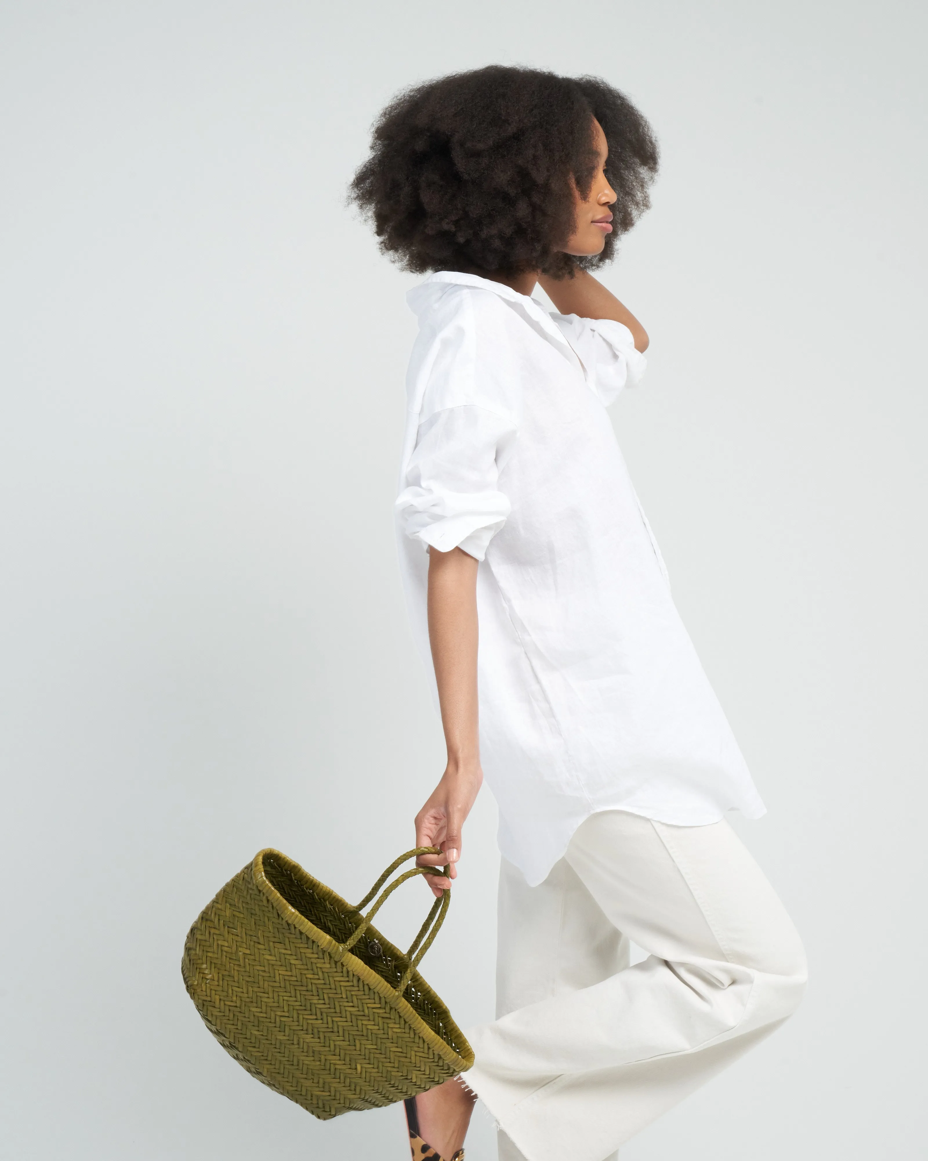 mackenzie woven button up - white