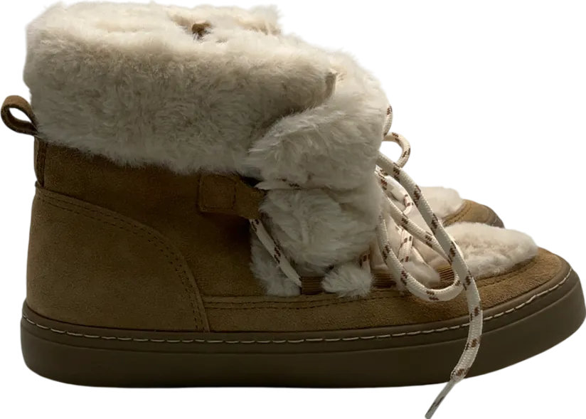 MANGO Beige Fur Leather Ankle Boots UK 3 EU 36 👠