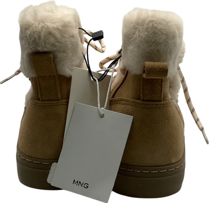 MANGO Beige Fur Leather Ankle Boots UK 3 EU 36 👠