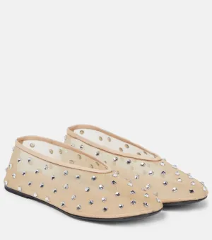 Marcy ballerinas with Khaite crystals, beige