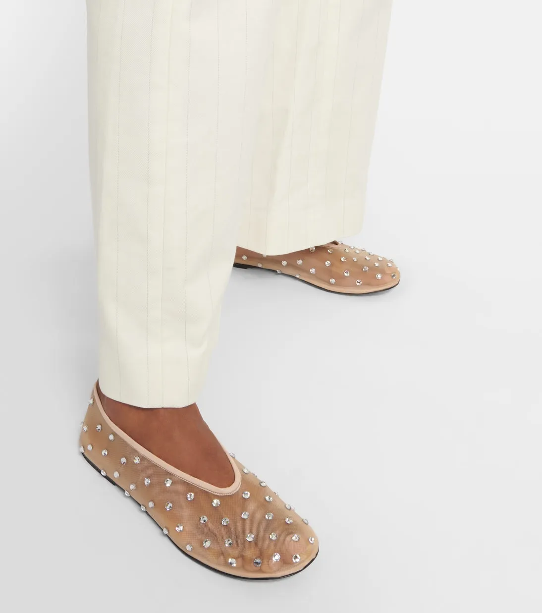 Marcy ballerinas with Khaite crystals, beige