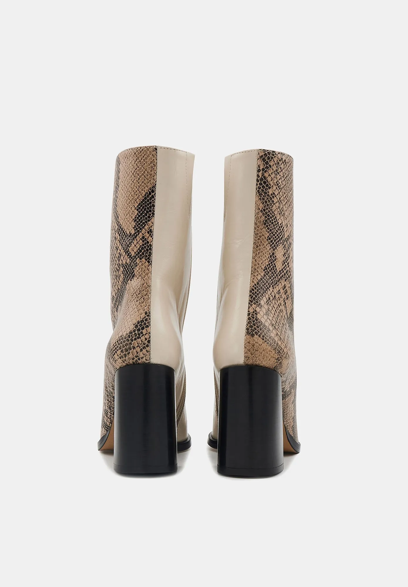 Margot-Cuir Crème, Noir et façon Snake