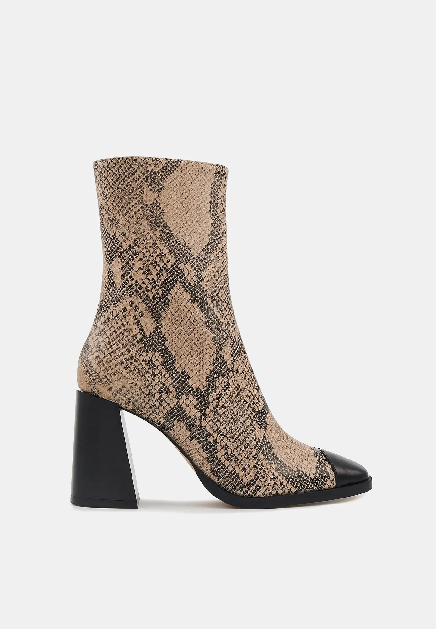 Margot-Cuir Crème, Noir et façon Snake