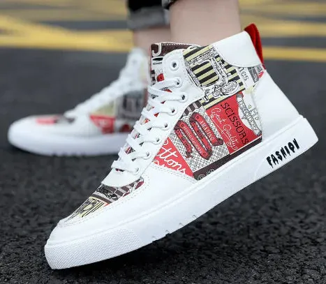 Men's Graffiti High Top Casual Sneakers