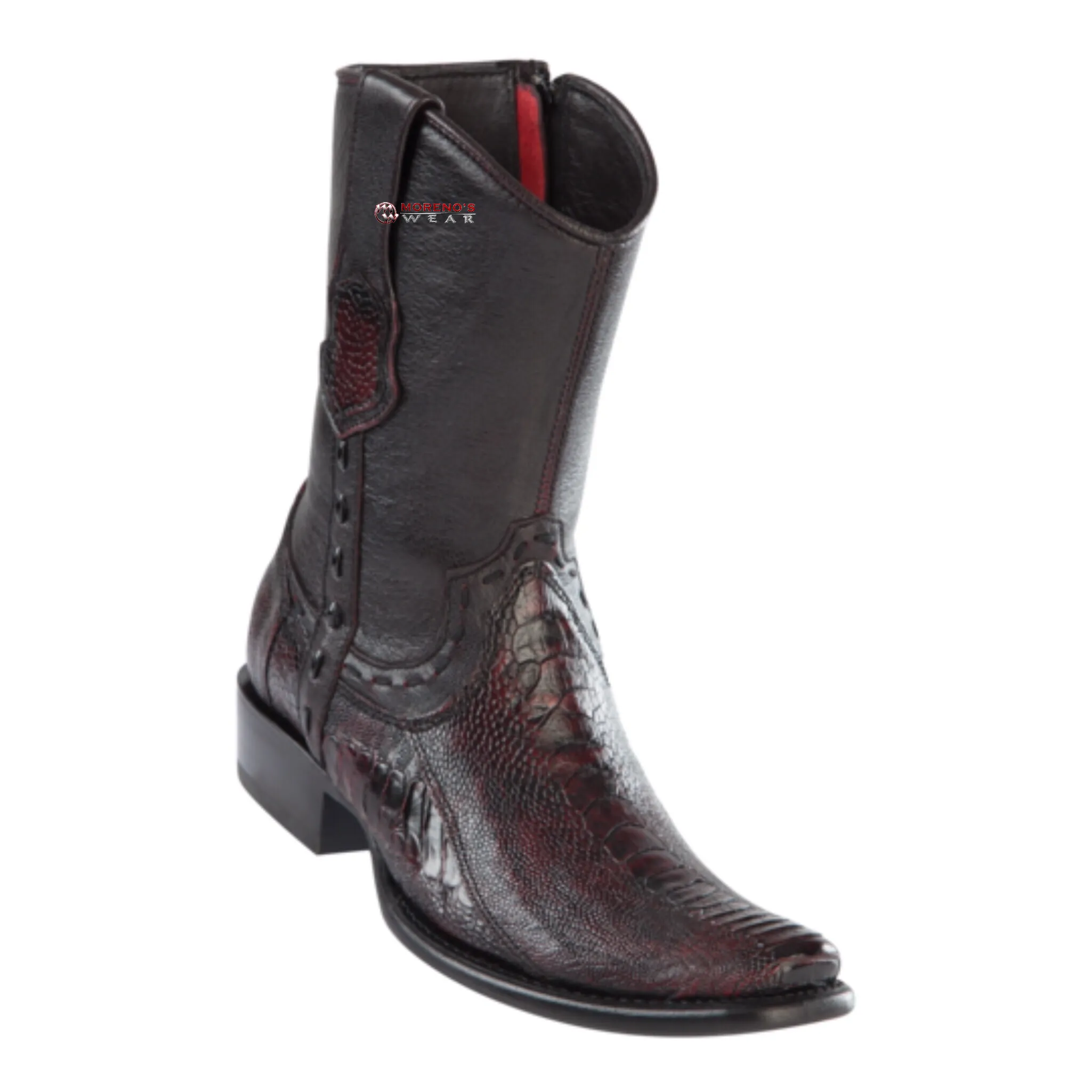 Men's Wild West Ostrich Leg Ankle Boots Dubai Toe