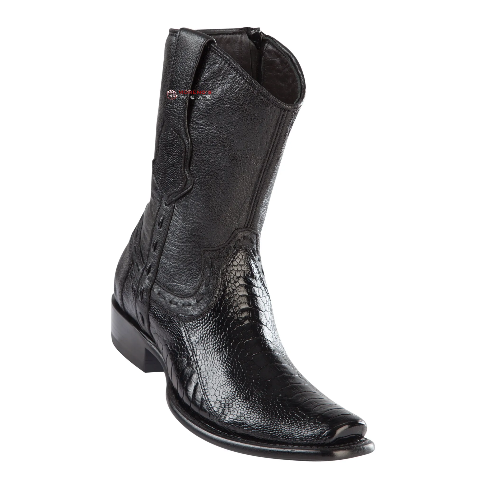 Men's Wild West Ostrich Leg Ankle Boots Dubai Toe