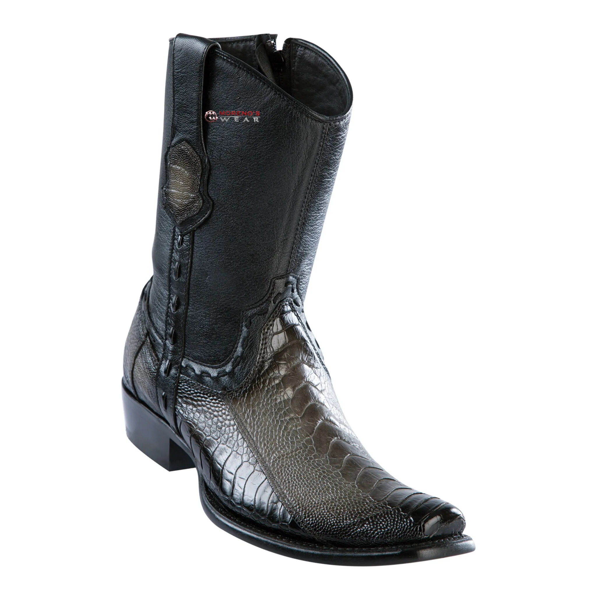 Men's Wild West Ostrich Leg Ankle Boots Dubai Toe