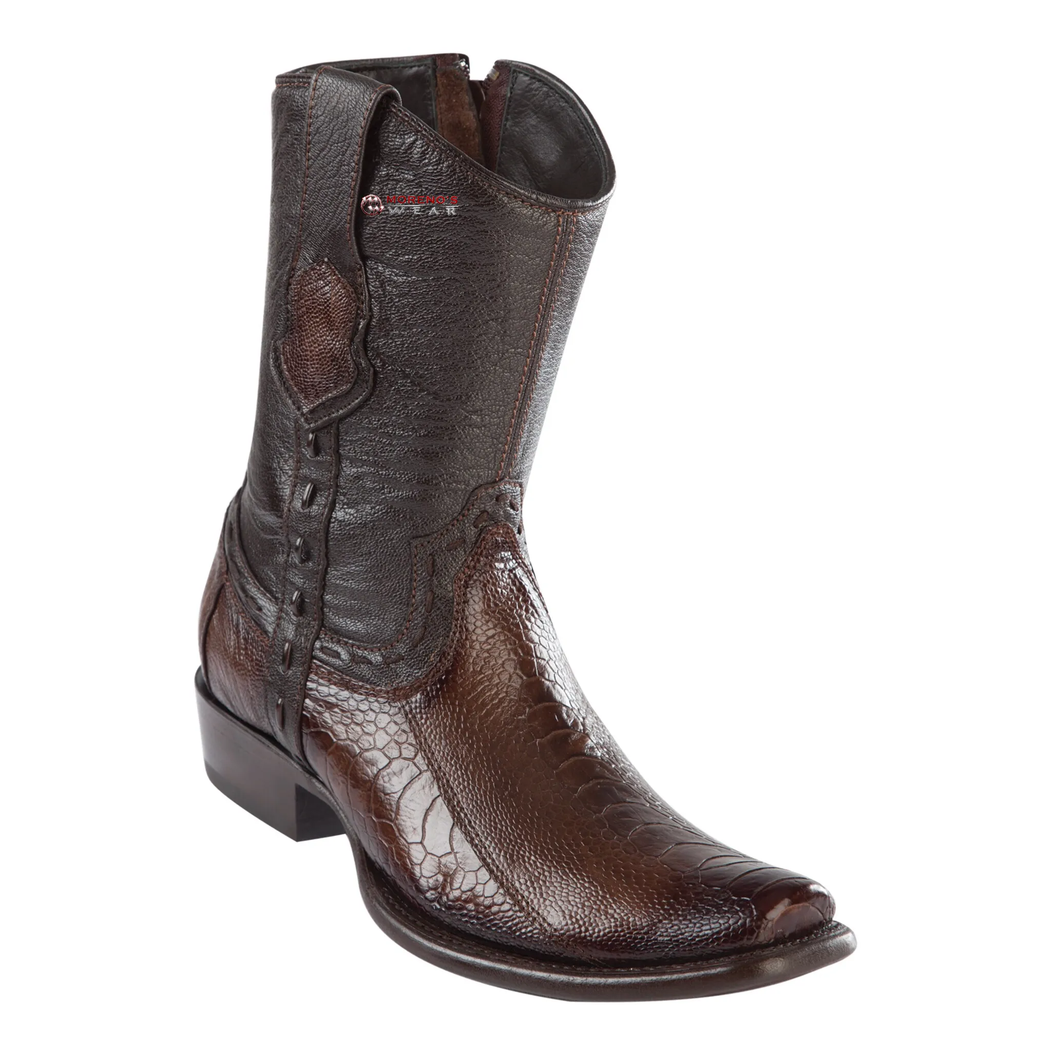 Men's Wild West Ostrich Leg Ankle Boots Dubai Toe