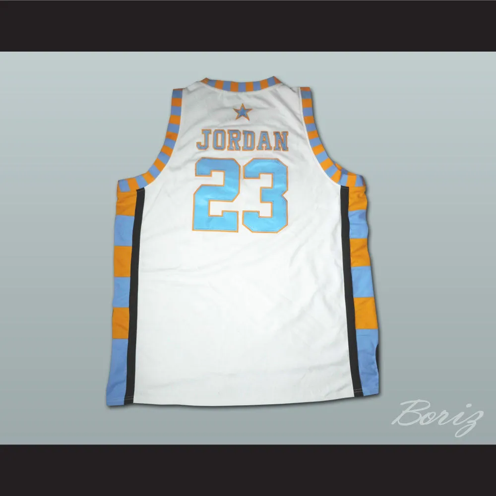 Michael Jordan 23 Laney High School White Basketball Jersey with Patch