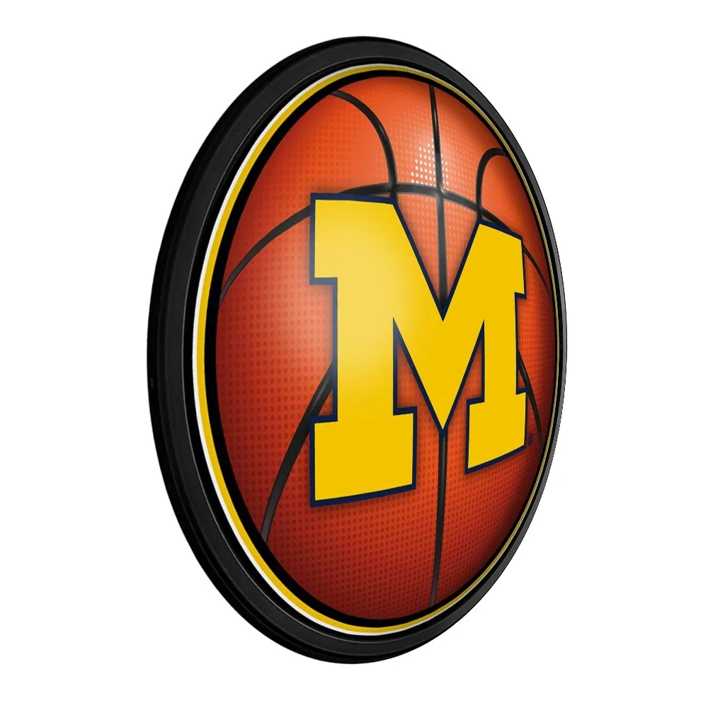 Michigan Wolverines: Basketball - Round Slimline Lighted Wall Sign