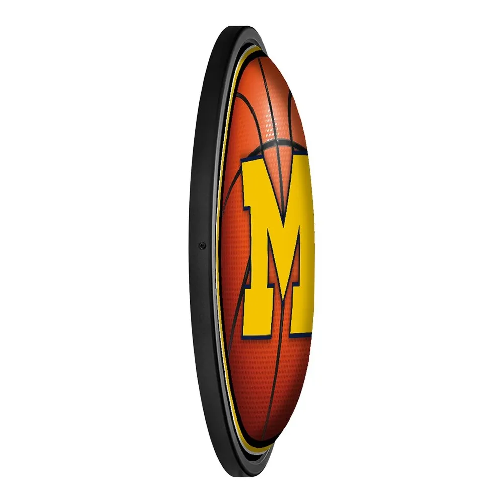 Michigan Wolverines: Basketball - Round Slimline Lighted Wall Sign