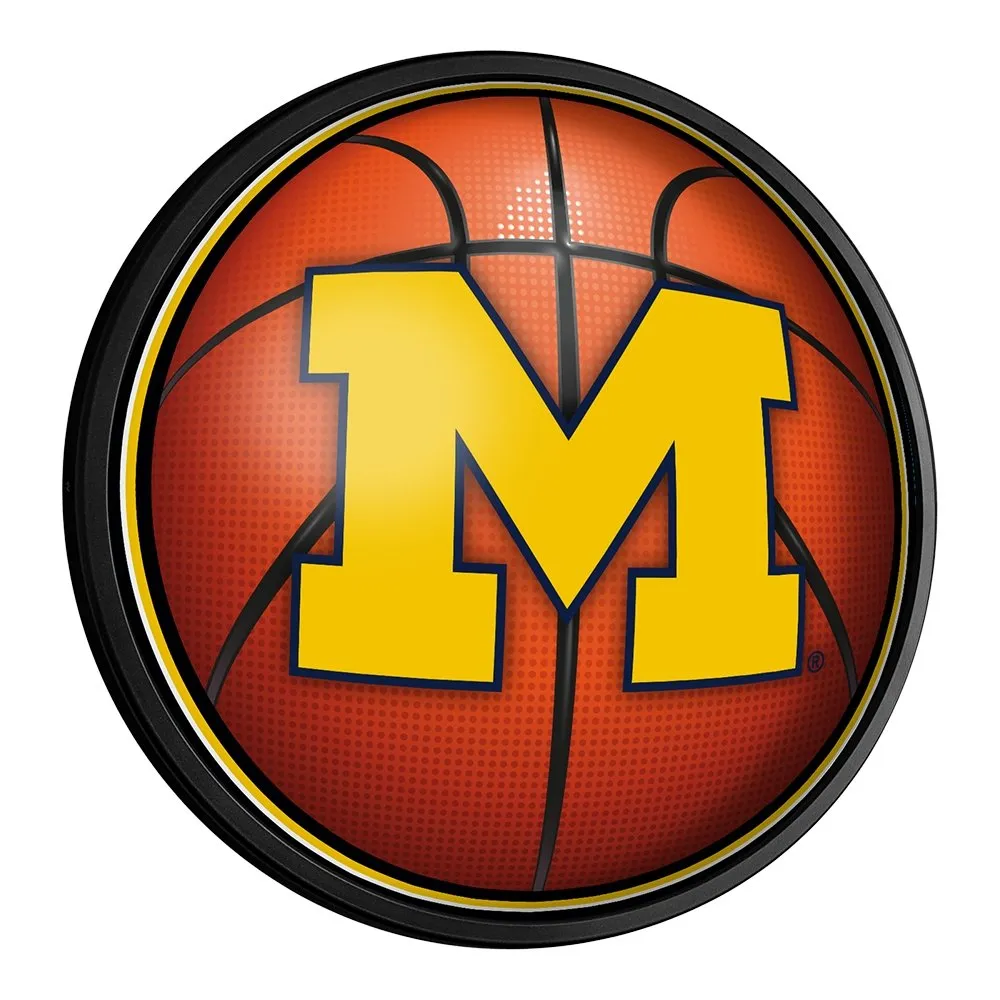 Michigan Wolverines: Basketball - Round Slimline Lighted Wall Sign