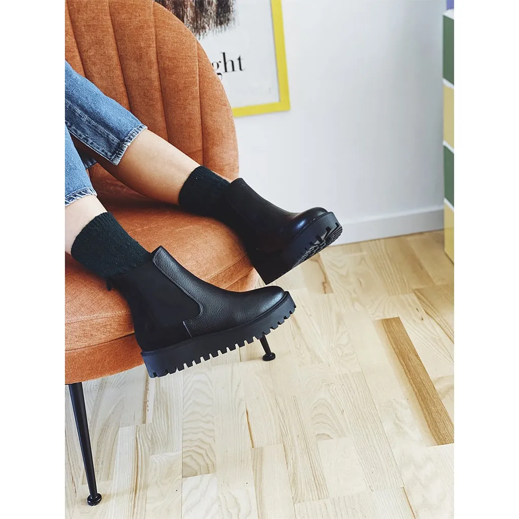 Mina Chelsea Boot - Black Leather