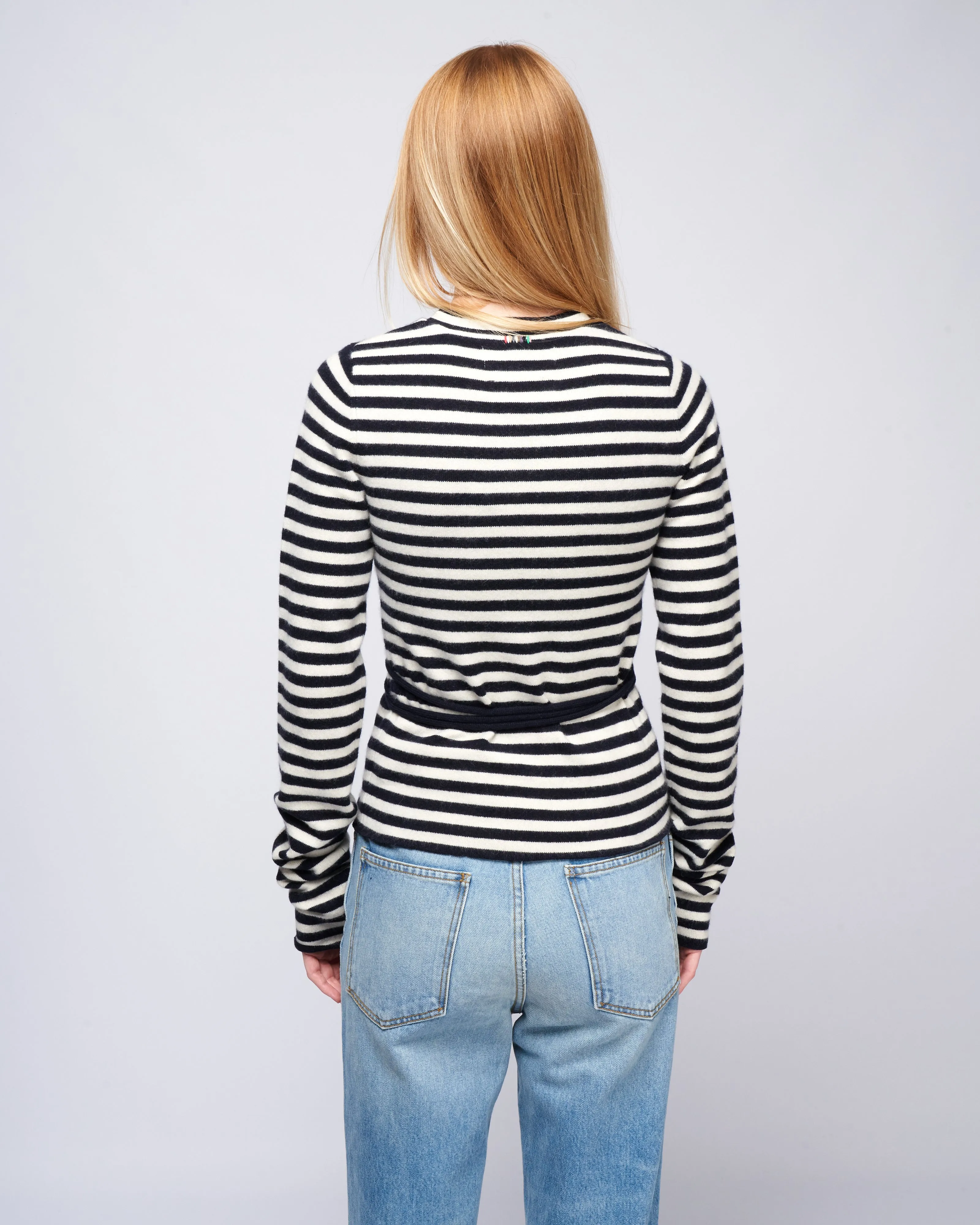 minus fitted ls crew w/ strings - breton stripe