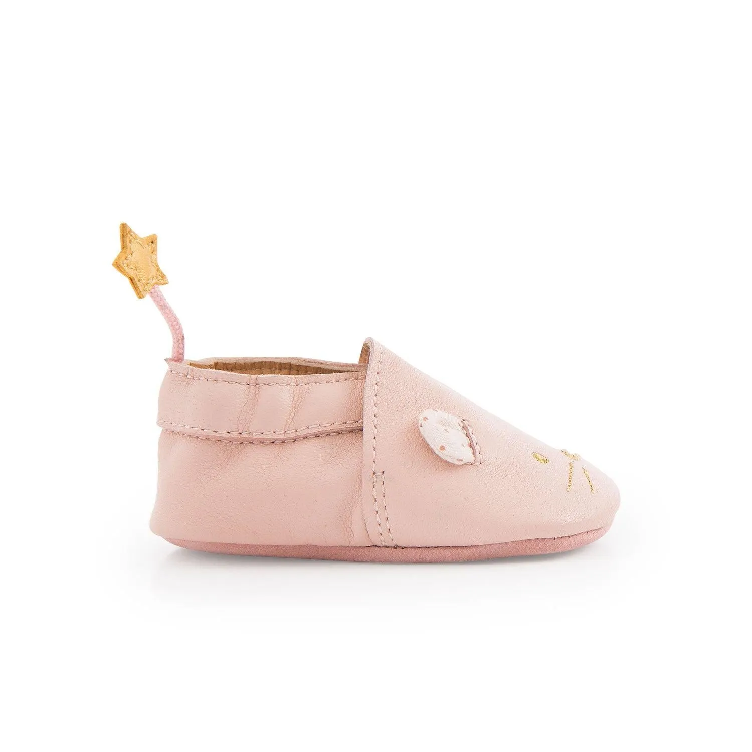 Moulin Roty Pink Leather Slippers
