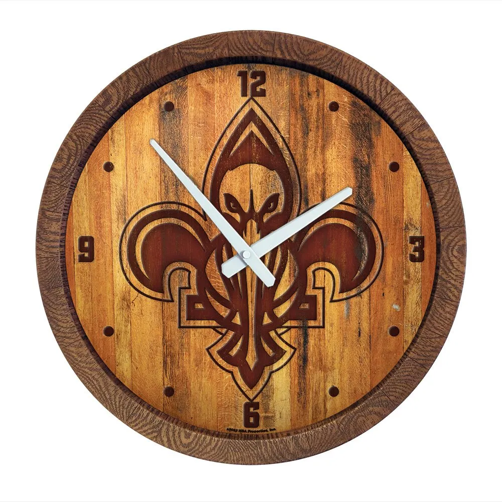 New Orleans Pelicans: Logo - "Faux" Barrel Top Clock