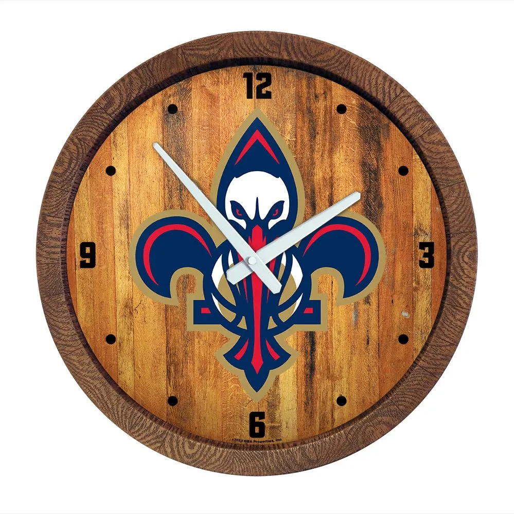 New Orleans Pelicans: Logo - "Faux" Barrel Top Clock