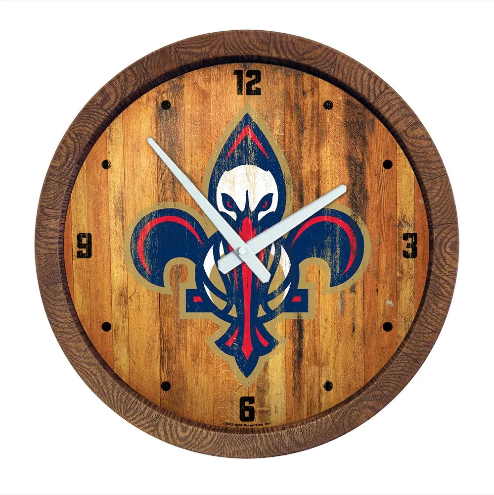 New Orleans Pelicans: Logo - "Faux" Barrel Top Clock