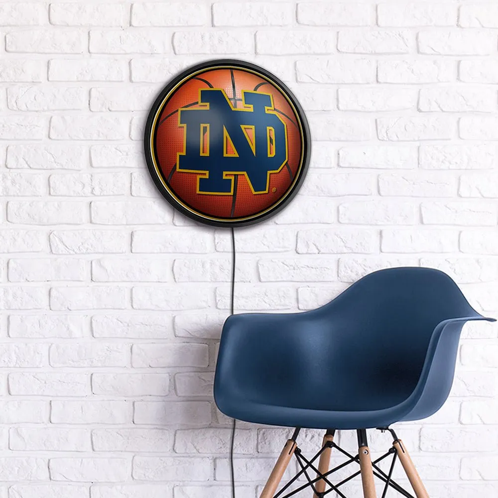 Notre Dame Fighting Irish: Basketball - Round Slimline Lighted Wall Sign