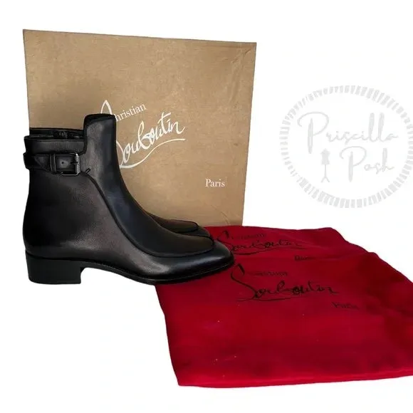 NWB Christian Louboutin Ecritoir leather ankle boots Black Leather Ankle Boots 36