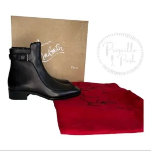 NWB Christian Louboutin Ecritoir leather ankle boots Black Leather Ankle Boots 36