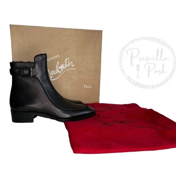 NWB Christian Louboutin Ecritoir leather ankle boots Black Leather Ankle Boots 36