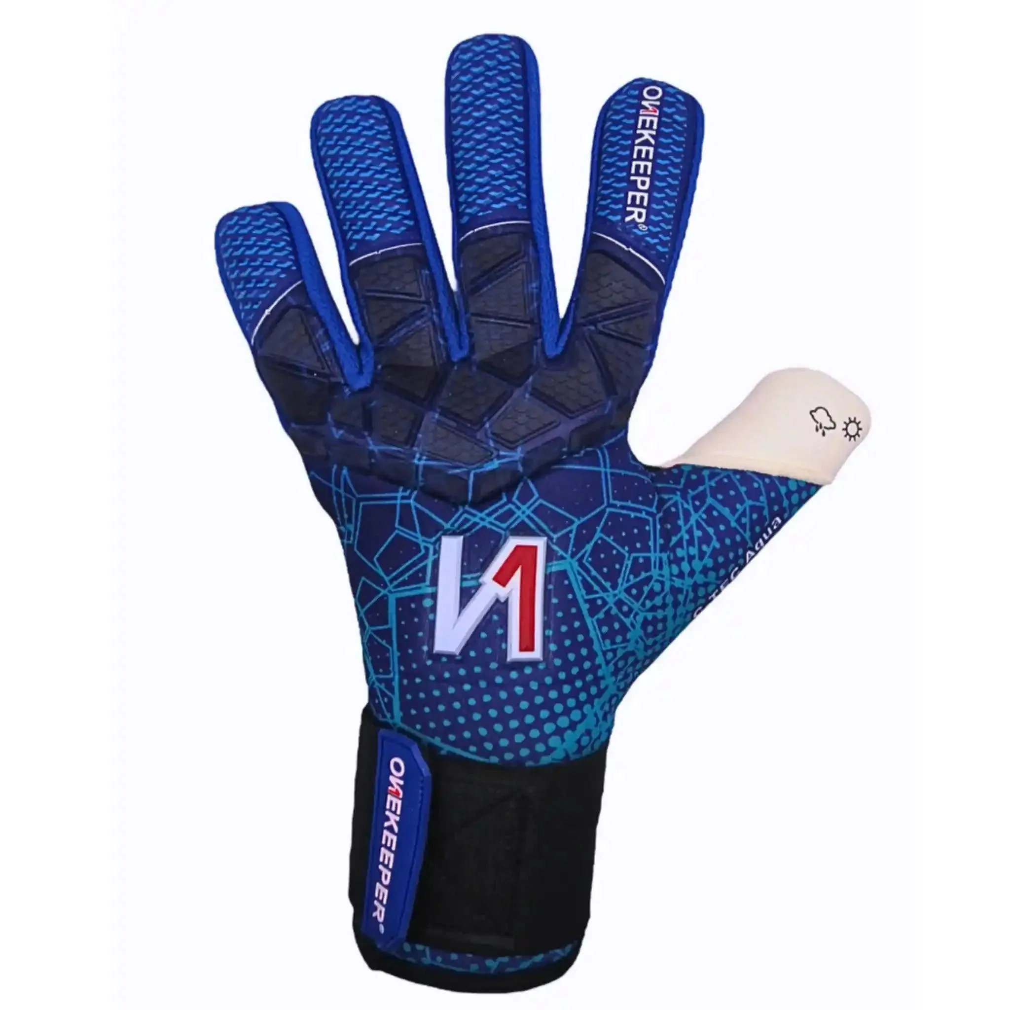 ONEKEEPER C-TEC Aqua Latex Blue - Pro Goalkeeper Gloves Sizes 8 to 12