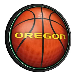 Oregon Ducks: Basketball - Round Slimline Lighted Wall Sign