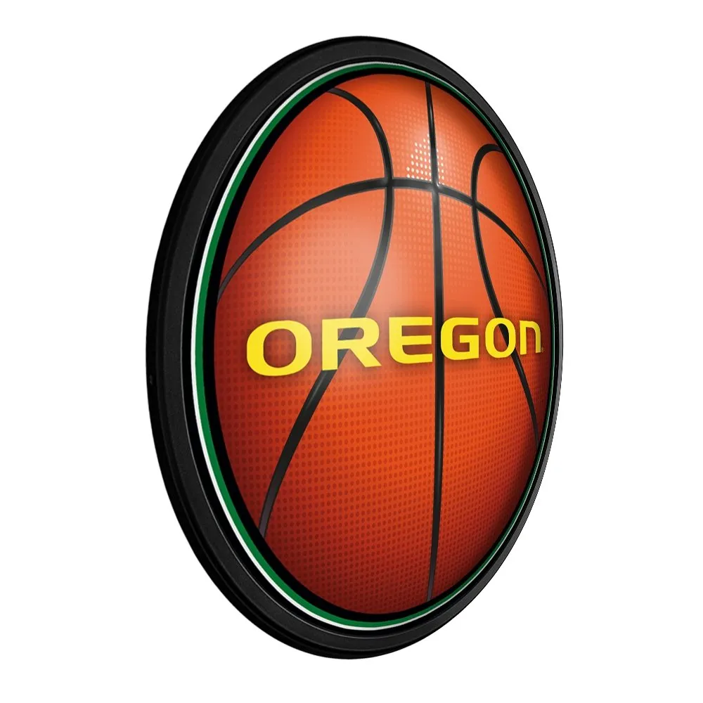 Oregon Ducks: Basketball - Round Slimline Lighted Wall Sign