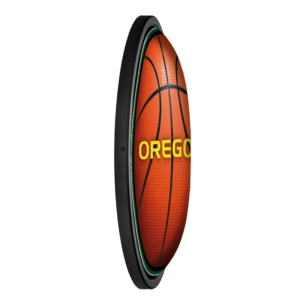 Oregon Ducks: Basketball - Round Slimline Lighted Wall Sign