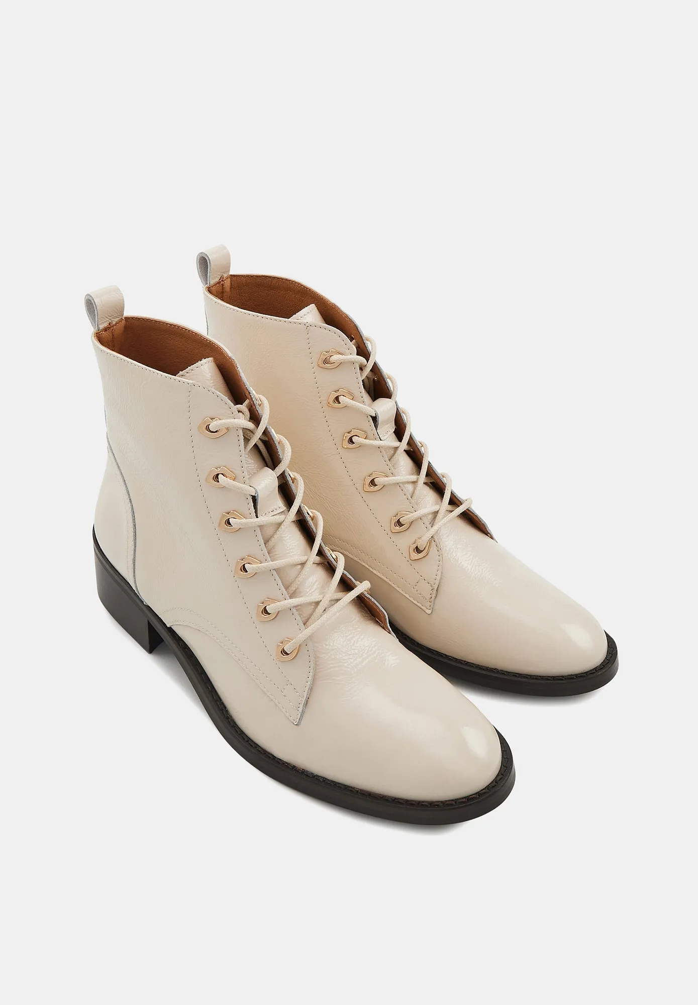 Paulette-Cuir Brillant Beige