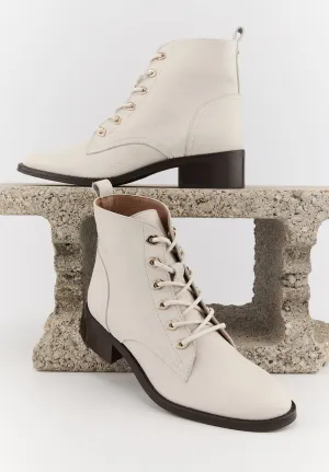 Paulette-Cuir Grainé blanc cassé