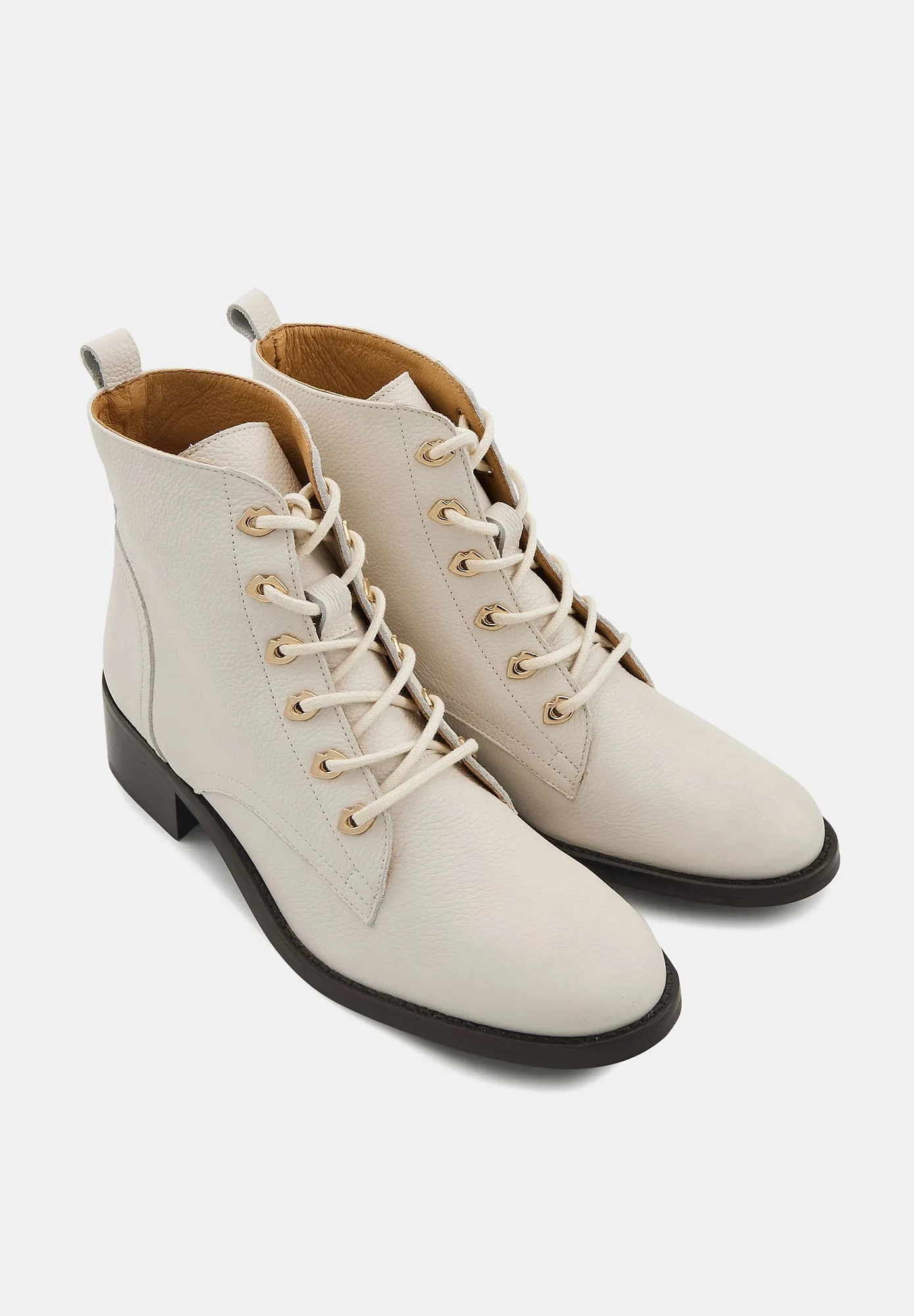 Paulette-Cuir Grainé blanc cassé