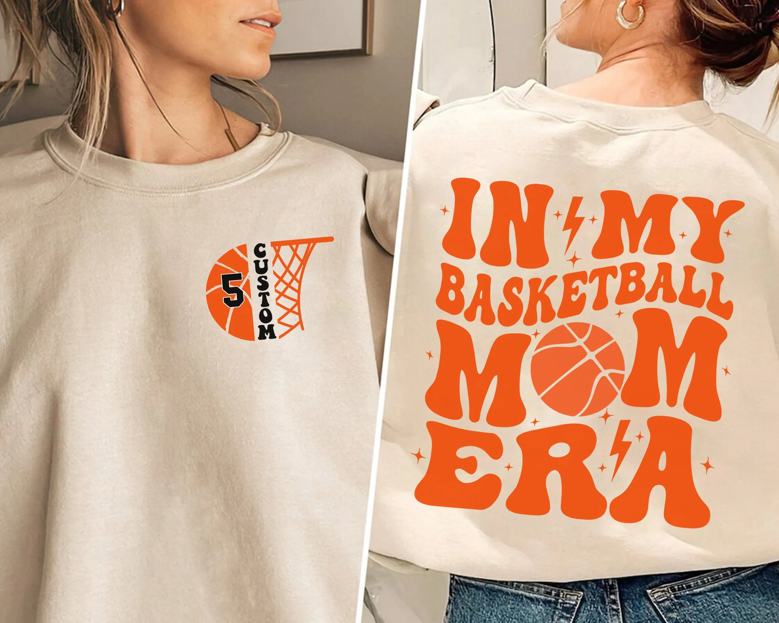 Personalized In My Basketball Mom Era Sweatshirt, In My Mom Era Sweatshirt, Custom Basketball Mom Sweatshirt, Basketball Sweatshirt,Game Day
