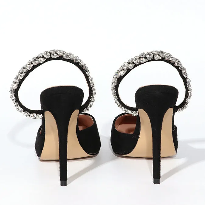Point Toe Suede Crystals Pumps Shoes
