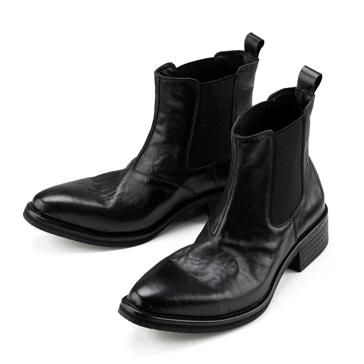 Pointed Toe Cowhide Chelsea Boots