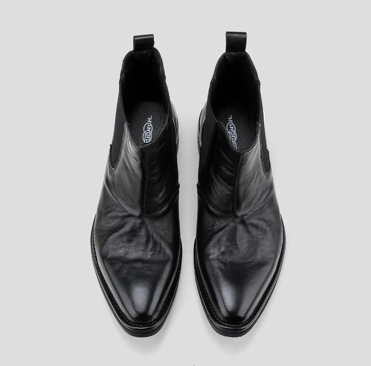 Pointed Toe Cowhide Chelsea Boots