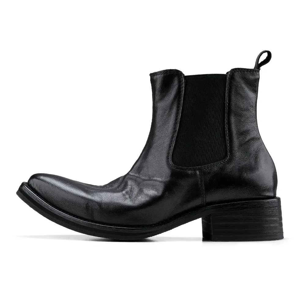 Pointed Toe Cowhide Chelsea Boots