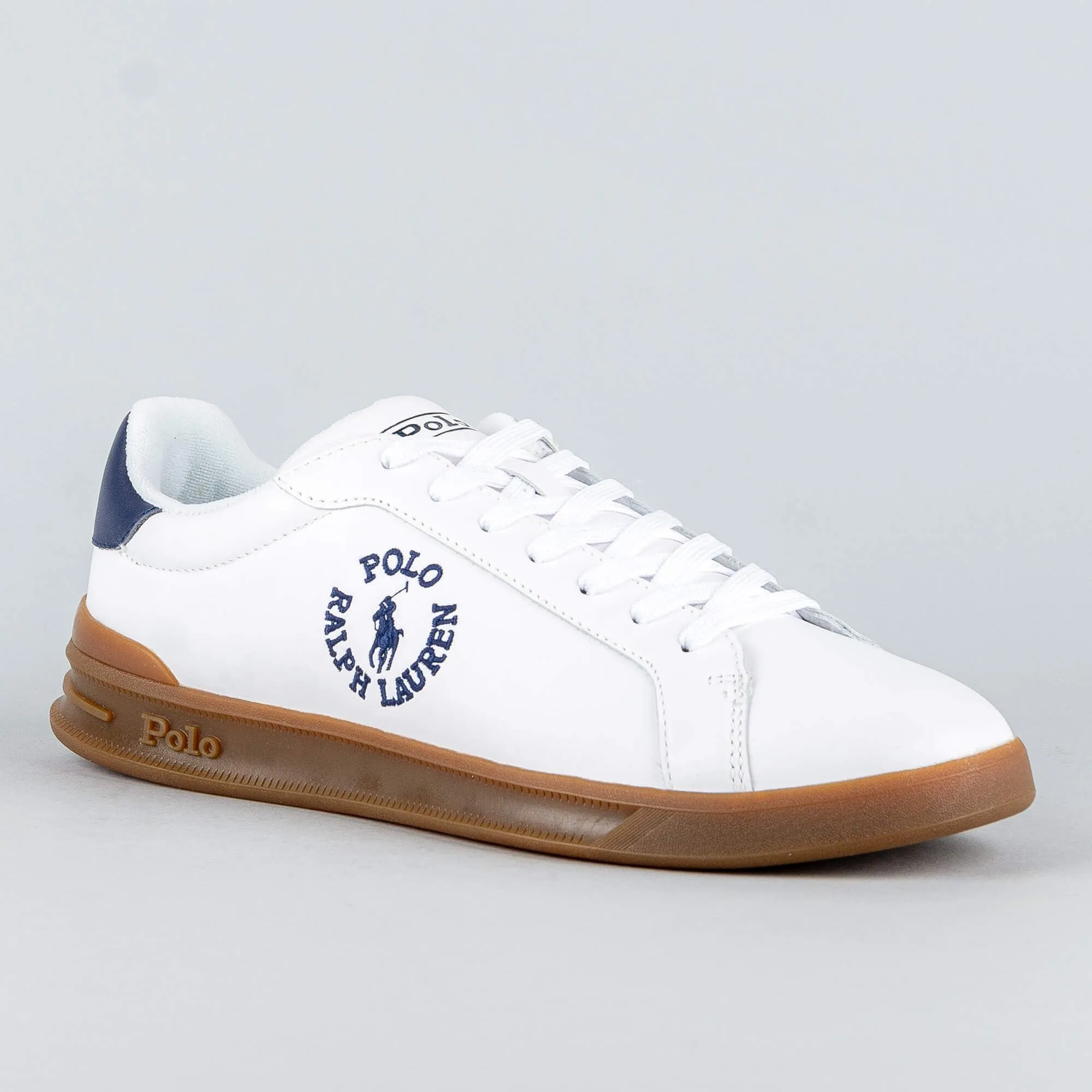 Polo Ralph Lauren HRT CRT CL-Sneakers-High Top Lace Leather White/Newport Navy