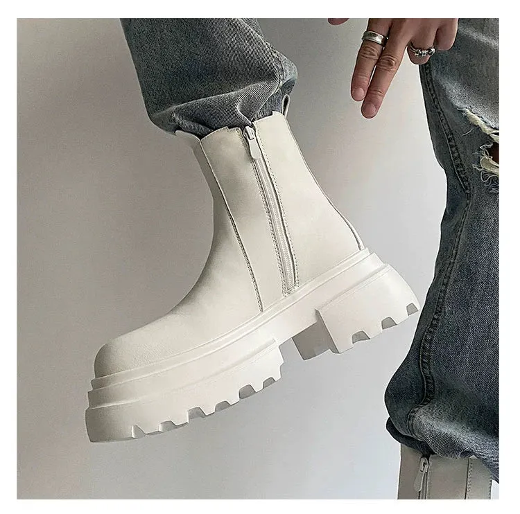 PU Leather Zipper Chelsea Boots