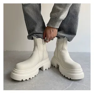 PU Leather Zipper Chelsea Boots