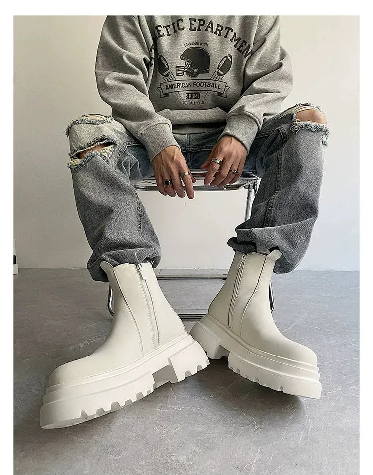 PU Leather Zipper Chelsea Boots
