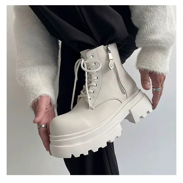 PU Leather Zipper Chelsea Boots
