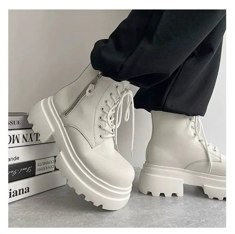 PU Leather Zipper Chelsea Boots