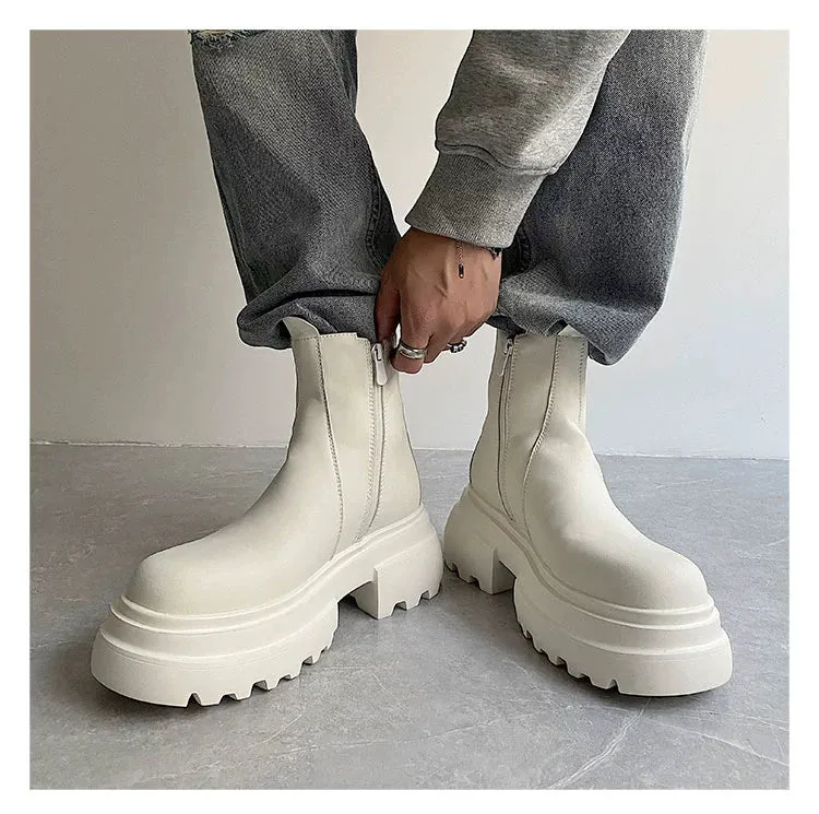 PU Leather Zipper Chelsea Boots
