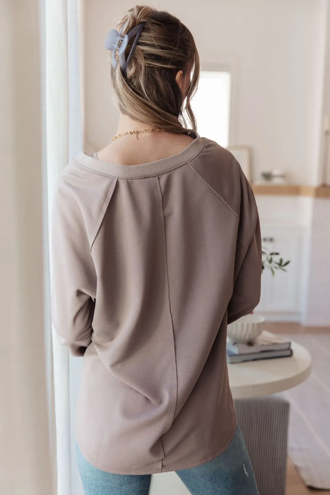 Raw Edge V-Neck Top