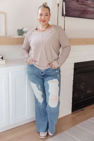Raw Edge V-Neck Top